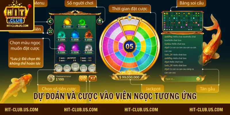 Dự đoán và cược vào viên ngọc tương ứng