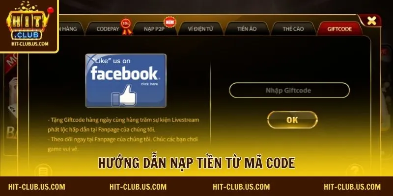 Hướng dẫn nạp tiền từ mã code