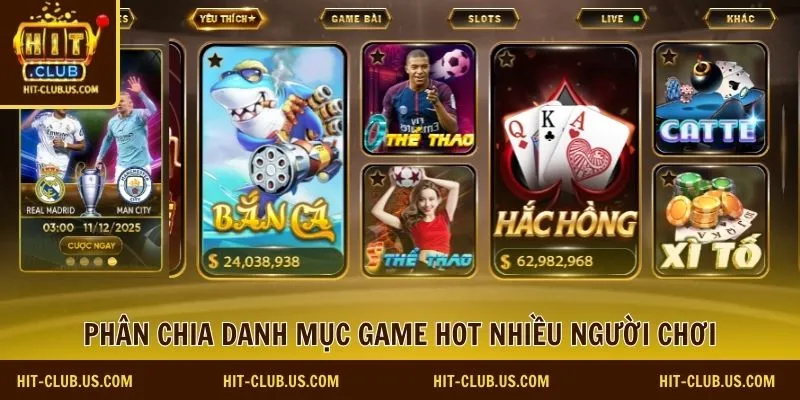 Phân chia danh mục game hot nhiều người chơi