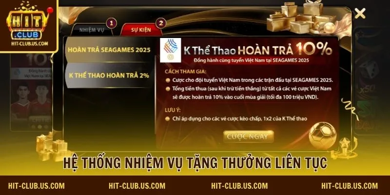 Hệ thống nhiệm vụ tặng thưởng liên tục