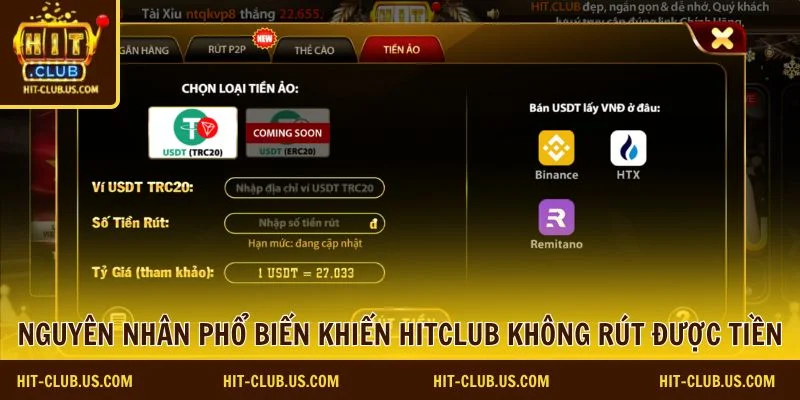 Hitclub không rút được tiền 1