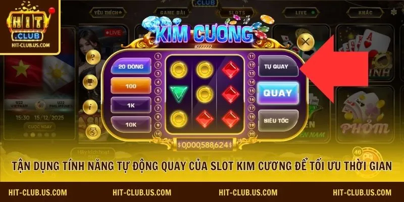 Tận dụng tính năng tự động quay của slot Kim cương để tối ưu thời gian