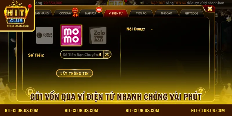 Gửi vốn qua ví điện tử nhanh chóng vài phút